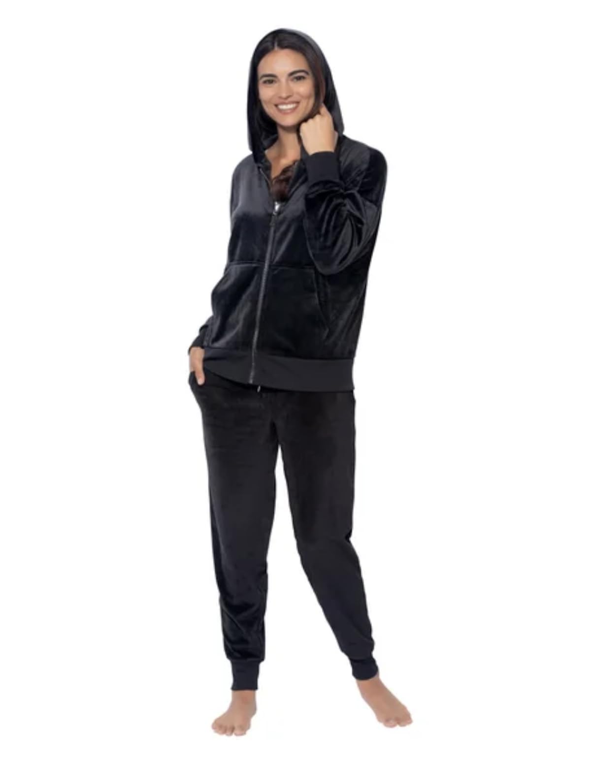 felina-damen-velours-trainingsanzug-2-teilig-hoodie-jogger image 2