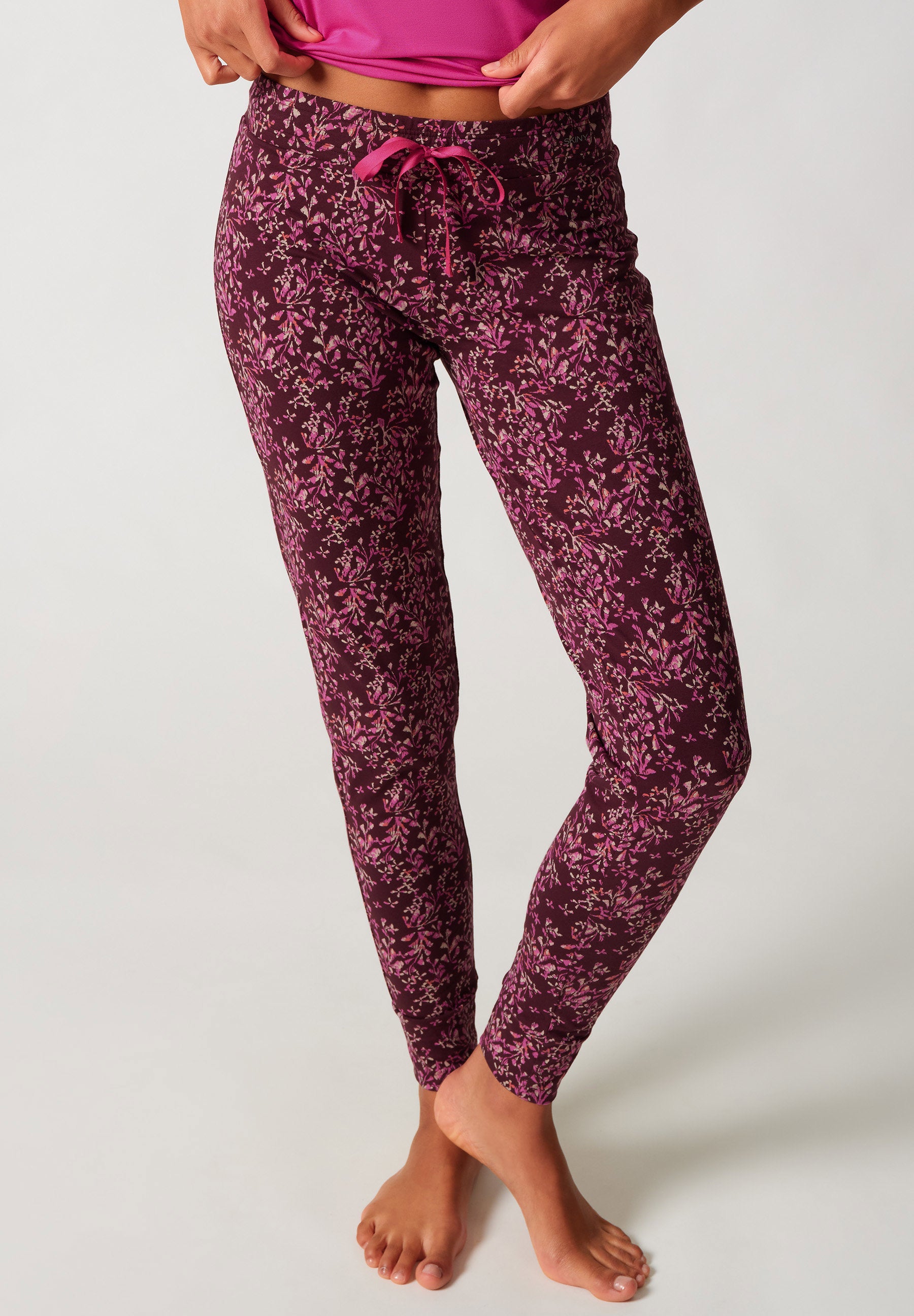 skiny-night-in-mix-match-pants-long-lange-pyjamahose-slim-baumwoll-stretch-mit-p image 1
