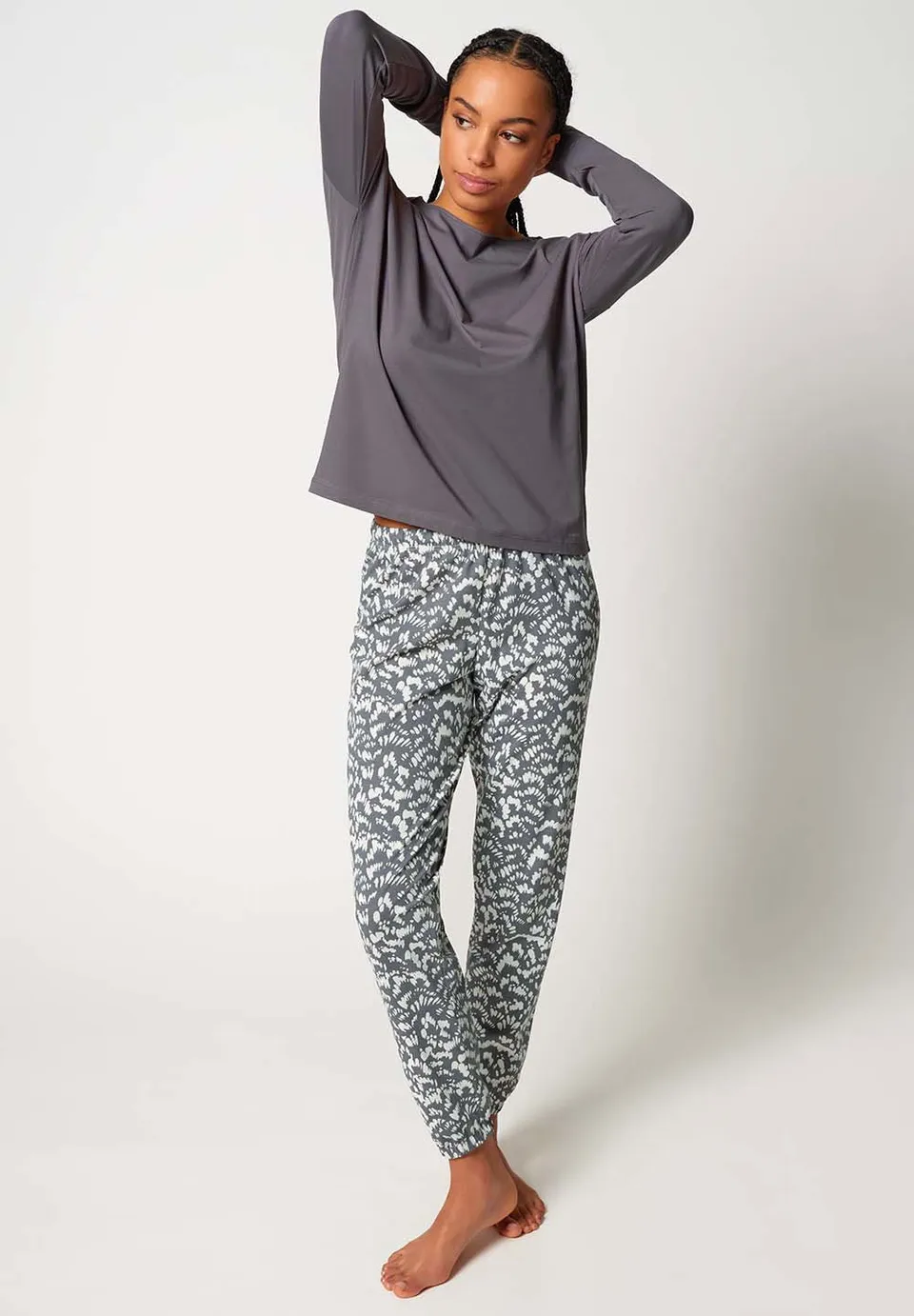 skiny-night-in-skiny-01-pyjama-lang-baumwolle-langarm-oberteil-und-hose-mit-kord image 1