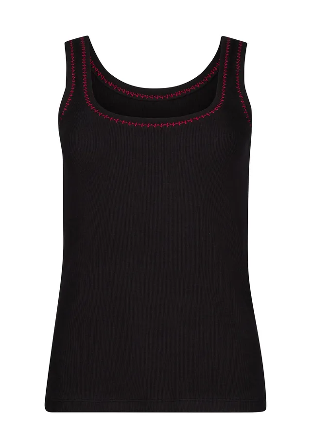skiny-rib-tops-tank-top-blackred-087526-08a394-feinripp image 1