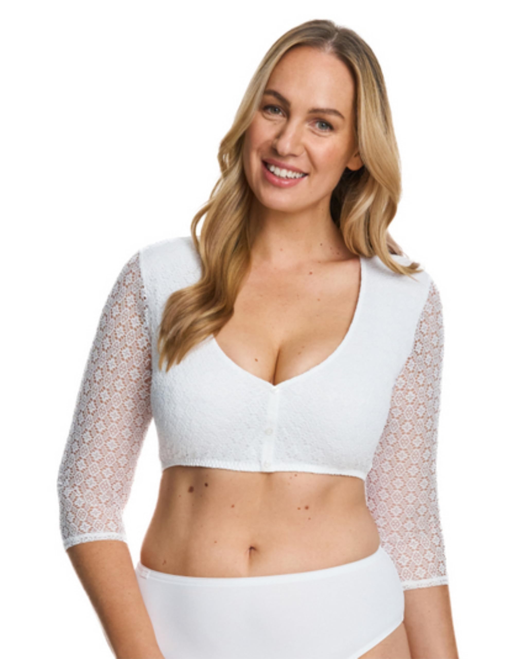 susa-damen-dirndlbluse-3-4-arm-mit-spitze-und-v-ausschnitt-gr-32-48 image 6